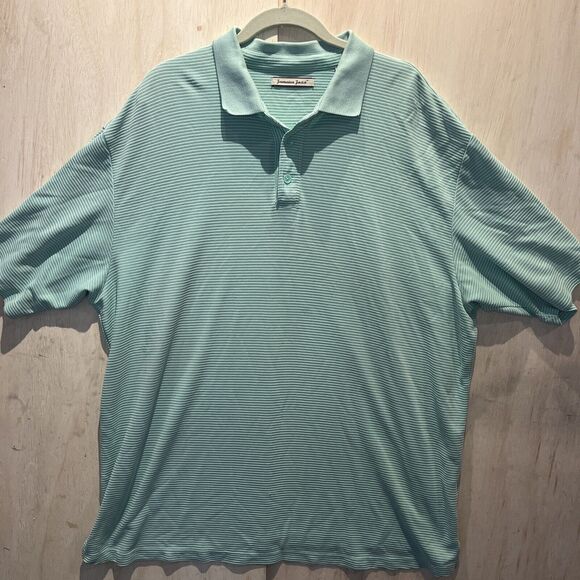 Jamaican Jaxx Polo Shirt Mens size 2XL XXL Green stripe Collared Polo top golf - Picture 1 of 7